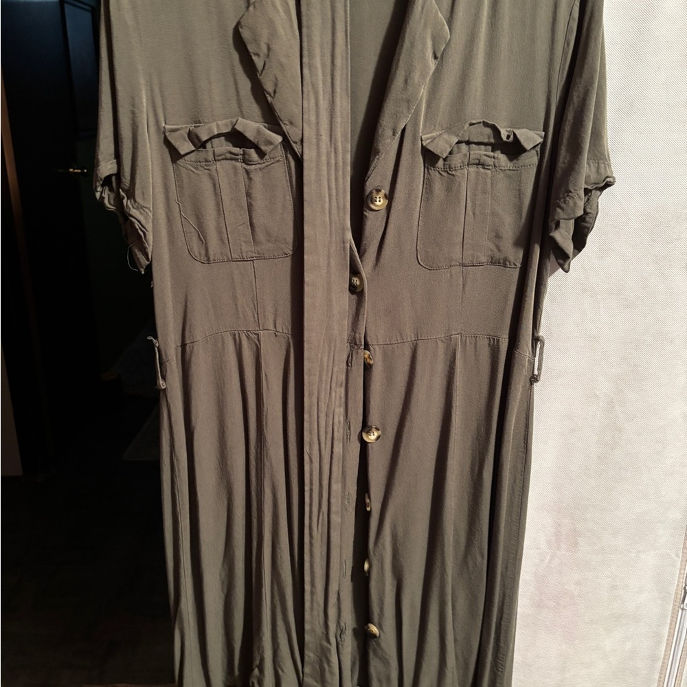 Women’s Olive Green Button-Up Dress